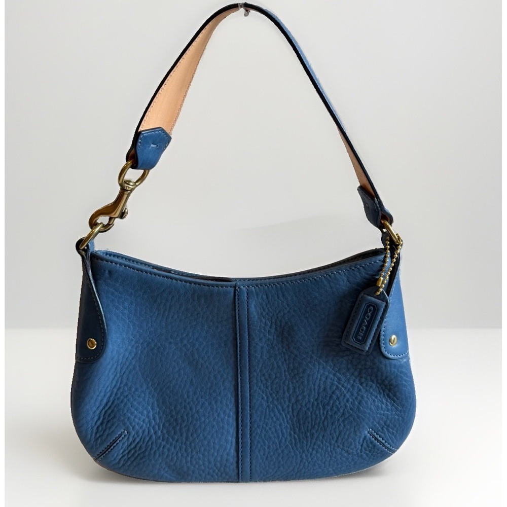 VTG Coach #9604 Millbrook Demi Hobo Blue Shoulder Bag Leather Brass Hardware